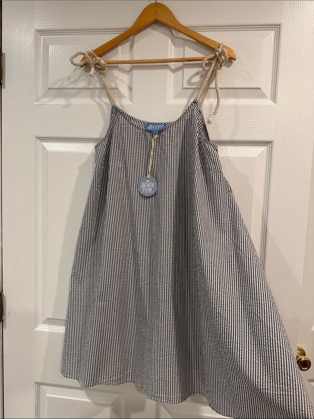 Kiel James Patrick Navy and White Striped Beach Cover - Picture 6 of 7